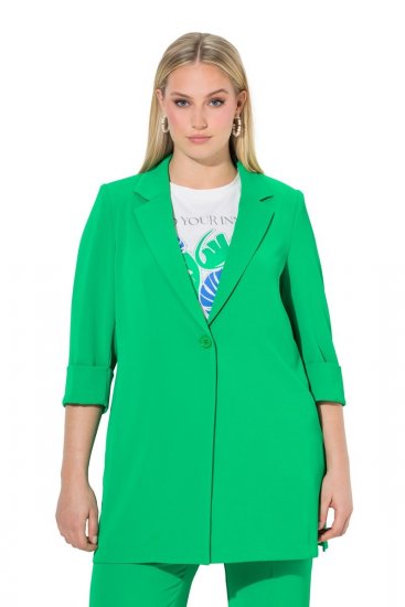 Ulla Popken 836165 Lange blazer met driekwartmouwen Groen - Blazers - Damesblazers in grote maten