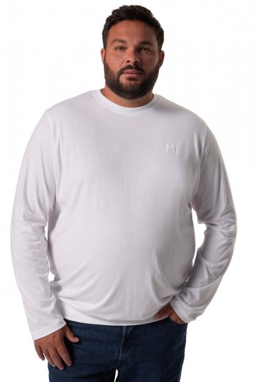 Men+ 313 T-shirt lange mouw bellyfit Wit - T-shirts - Grote Maten T-shirts Heren