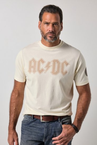 JP1880 836411 AC/DC Classic Logo T-shirt Zandgrijs - Band T-shirts - Band t-shirts vanaf 2XL