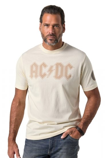 JP1880 836411 AC/DC Classic Logo T-shirt Zandgrijs - Band T-shirts - Band t-shirts vanaf 2XL