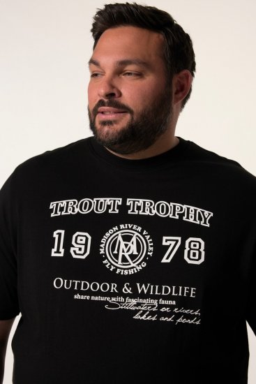Men+ 424 T-shirt Trout Trophy Zwart - T-shirts - Grote Maten T-shirts Heren