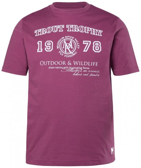Men+ 424 T-shirt Trout Trophy Licht bessenrood - T-shirts - Grote Maten T-shirts Heren