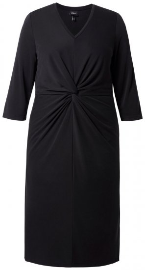 Ulla Popken 836514 Midi-jurk met driekwartmouwen Zwart - Midi jurken - Midi-jurken in grote maten