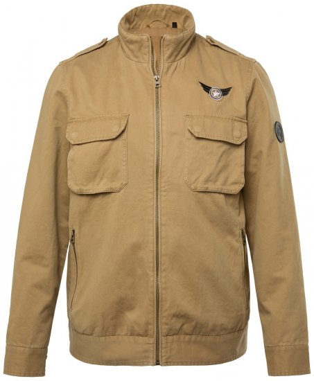 Men+ 641 Katoenen jack met opstaande kraag Camel - Jassen - Grote Maten Herenjassen