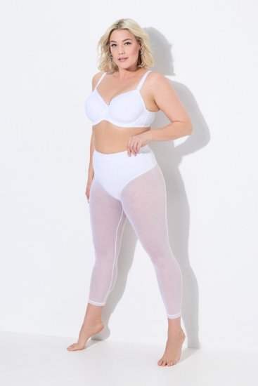 Ulla Popken 836800 Gestippelde panty legging Wit - Panty's & sokken - 