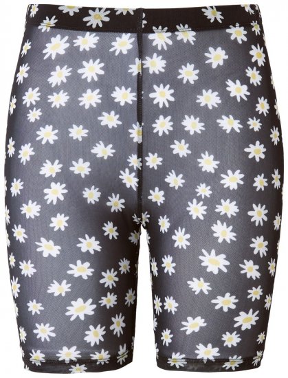 Ulla Popken 836803 Gebloemde anti-schuur shorts Zwart - Anti-schuur shorts - 