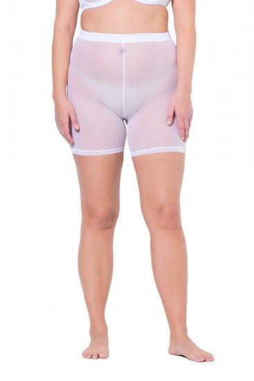 Ulla Popken 836805 Gestippelde anti-schuur shorts Wit - Anti-schuur shorts - 