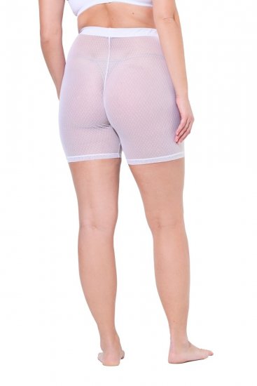 Ulla Popken 836805 Gestippelde anti-schuur shorts Wit - Anti-schuur shorts - 
