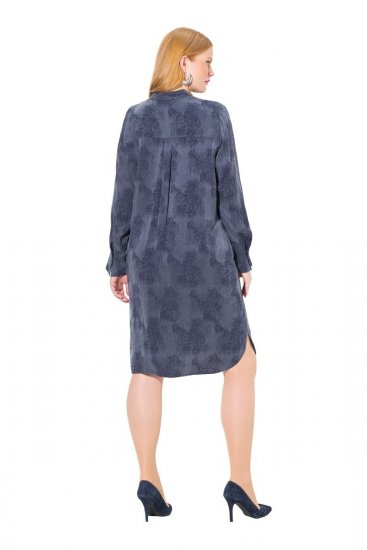 Ulla Popken 837069 Gebloemde jurk Donkerblauw - Midi jurken - Midi-jurken in grote maten