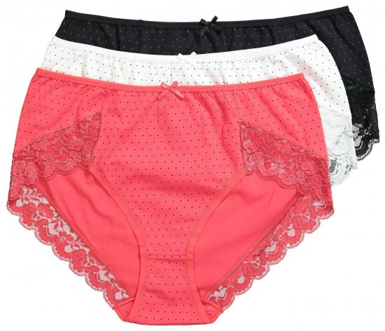 Ulla Popken 837080 Slips met hoge taille en kant 3-pack Roze - Slips - 