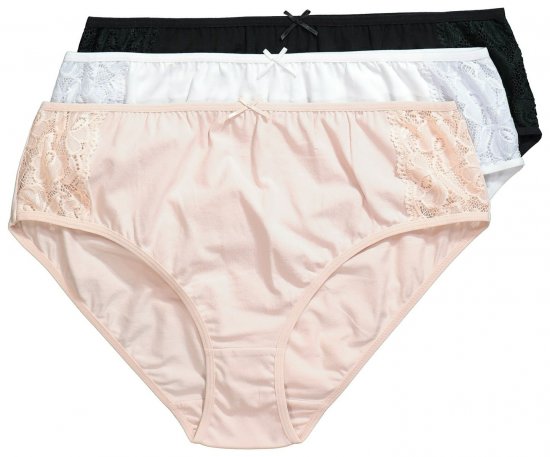 Ulla Popken 837353 Slips met kant 3-pack Beige - Slips - 