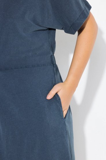 Ulla Popken 837403 Jersey jurk met korte mouwen Donkerblauw - Jersey jurken - 