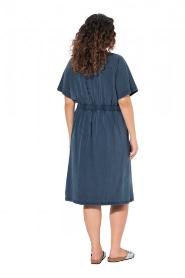 Ulla Popken 837403 Jersey jurk met korte mouwen Donkerblauw - Jersey jurken - 
