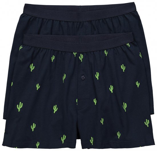 JP1880 837629 Boxershorts FLEXNAMIC® met cactusprint Donkerblauw set van 2 - Ondergoed & zwem - Grote Maten Ondergoed Heren