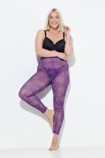 Ulla Popken 837935 Bedrukte panty legging Violet - Panty's & sokken - 