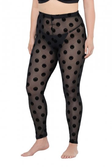 Ulla Popken 837949 Bedrukte panty legging Zwart - Panty's & sokken - 