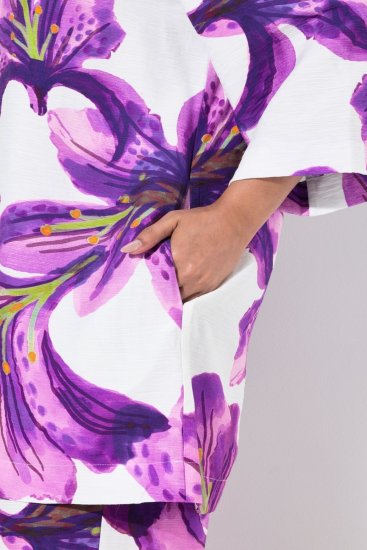 Ulla Popken 838105 Open vest met strik Violet - Vesten - Dames vesten in grote maten