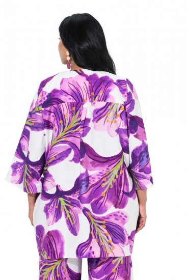 Ulla Popken 838105 Open vest met strik Violet - Vesten - Dames vesten in grote maten