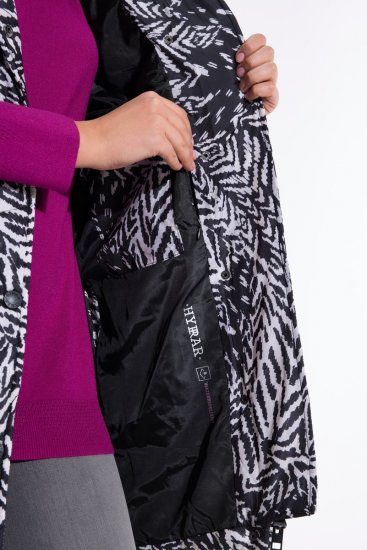 Ulla Popken 838435 Lang gewatteerd vest met print Zwart - Bodywarmers - 