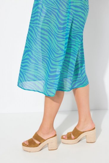 Ulla Popken 838483 Jurk met dierenprint Turquoise - Zomerjurken - Grote maten zomerjurken voor dames