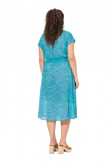 Ulla Popken 838483 Jurk met dierenprint Turquoise - Zomerjurken - Grote maten zomerjurken voor dames