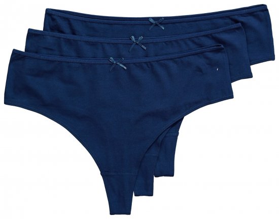 Ulla Popken 838637 Strings 3-pack Donkerblauw - Slips - 