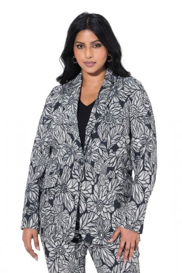 Ulla Popken 838656 Blazer met bloemen Wit - Blazers - Damesblazers in grote maten