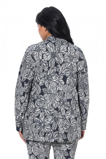 Ulla Popken 838656 Blazer met bloemen Wit - Blazers - Damesblazers in grote maten