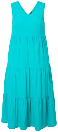 Ulla Popken 839135 Mouwloze maxi-jurk Turquoise - Maxi jurken - Grote maten maxi jurken