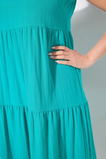 Ulla Popken 839135 Mouwloze maxi-jurk Turquoise - Maxi jurken - Grote maten maxi jurken