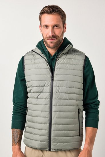 JAY-PI Lightly Quilted Vest with Stomach Fit Grey - Jassen - Grote Maten Herenjassen
