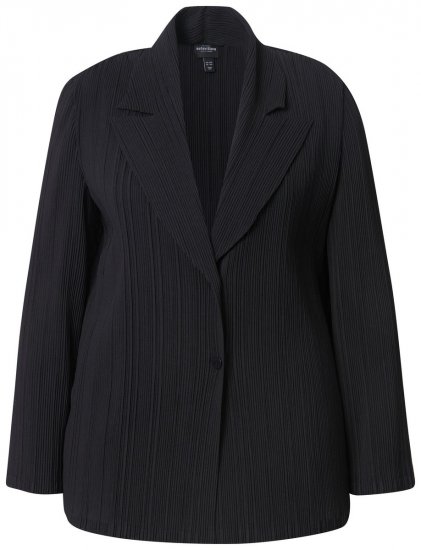 Ulla Popken 839843 Geplisseerde blazer Zwart - Blazers - Damesblazers in grote maten
