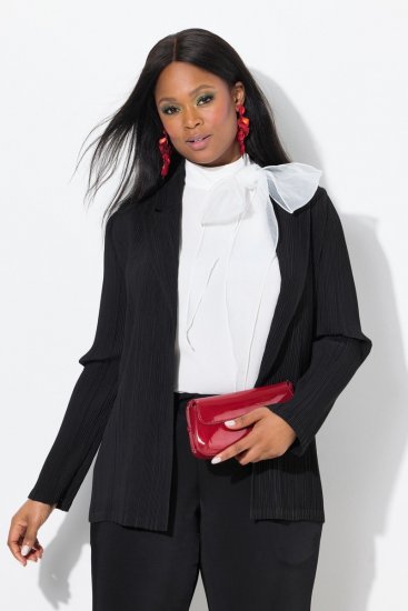 Ulla Popken 839843 Geplisseerde blazer Zwart - Blazers - Damesblazers in grote maten