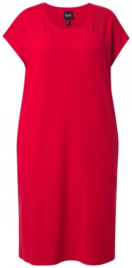 Ulla Popken 839896 Jersey jurk met strass Roze - Avondjurken - Grote maten avondkleding