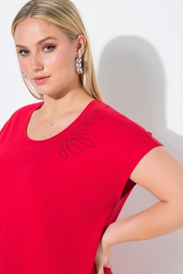 Ulla Popken 839896 Jersey jurk met strass Roze - Avondjurken - Grote maten avondkleding