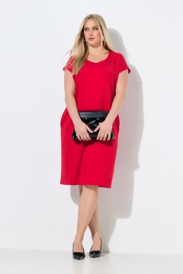 Ulla Popken 839896 Jersey jurk met strass Roze - Avondjurken - Grote maten avondkleding