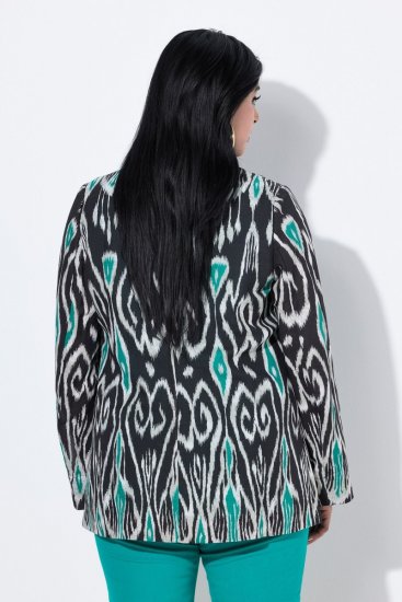 Ulla Popken 839961 Blazer met print van linnenmix Zwart - Blazers - Damesblazers in grote maten