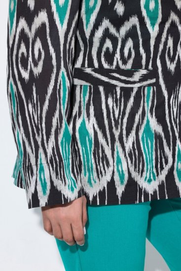 Ulla Popken 839961 Blazer met print van linnenmix Zwart - Blazers - Damesblazers in grote maten