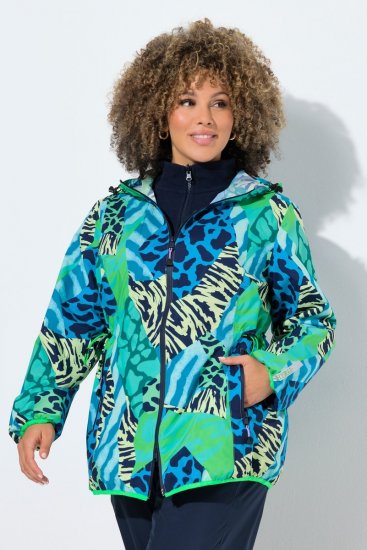 Ulla Popken 840024 Regenjas met dierenprint Mintgroen - Regenkleding - 