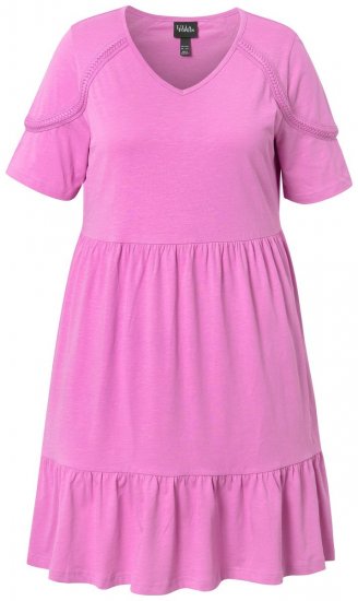 Ulla Popken 840115 Jersey jurk met korte mouwen Roze - Jersey jurken - 