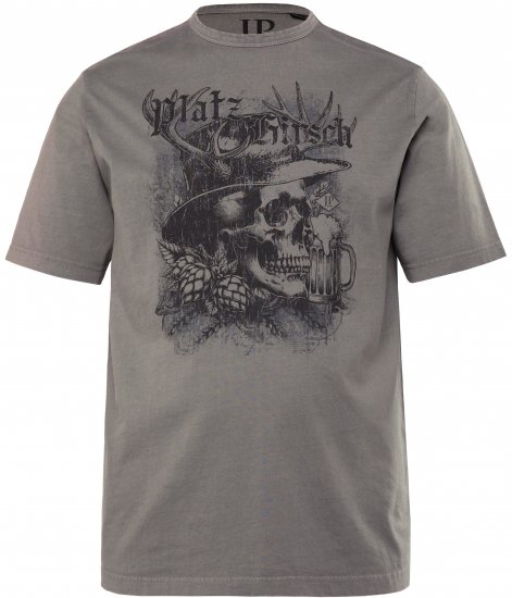 JP1880 Beer King Design Vintage Looking T-Shirt Gray - T-shirts - Grote Maten T-shirts Heren