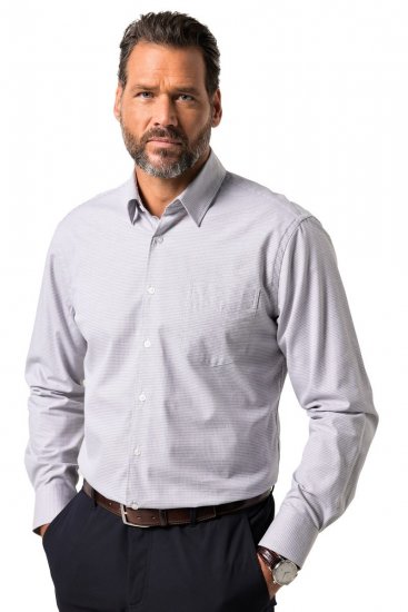 JP1880 Business Shirt Long Sleeve Two-Tone Grey - Hemden - Overhemden Grote Maten Heren