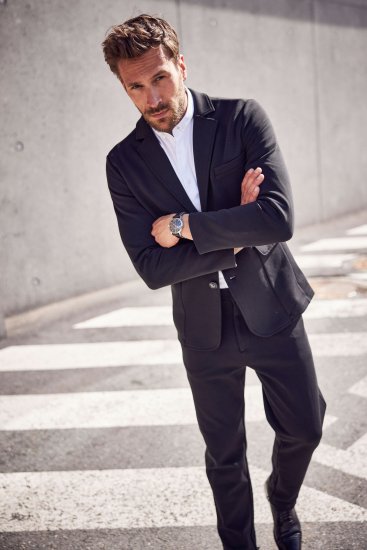 JP1880 Manhattan Flexnamic Business Jersey Suit Black - Pakken - Grote Maten Kostuum Heren