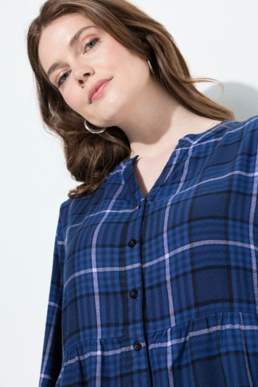 Ulla Popken 840929 Geruite jurk Donkerblauw - Midi jurken - Midi-jurken in grote maten