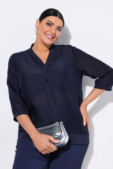 Ulla Popken 841127 Blouse Donkerblauw - Blouses - Alledaagse blouses in grote maten