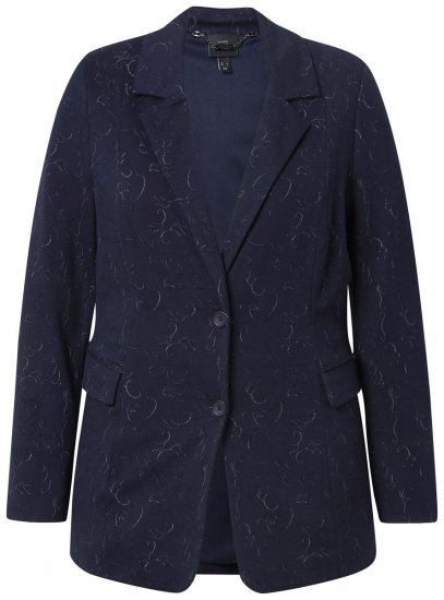 Ulla Popken 841163 Jersey blazer van jacquard Donkerblauw - Blazers - Damesblazers in grote maten