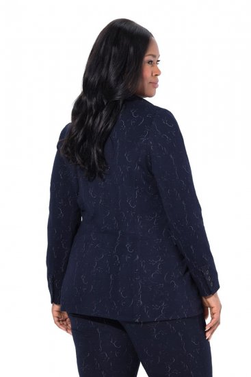 Ulla Popken 841163 Jersey blazer van jacquard Donkerblauw - Blazers - Damesblazers in grote maten