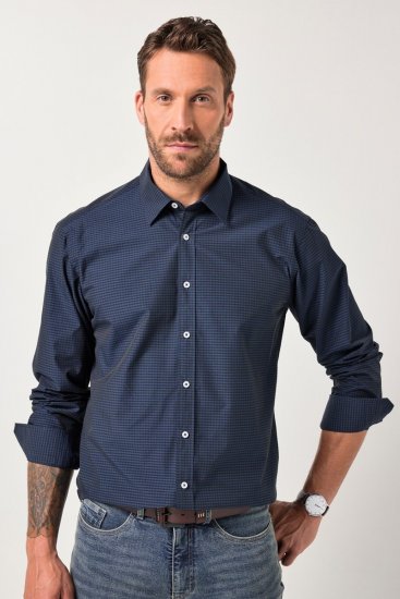 JP1880 Shirt Long Sleeve Kent Collar Navy - Hemden - Overhemden Grote Maten Heren