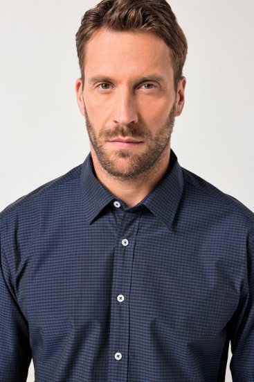 JP1880 Shirt Long Sleeve Kent Collar Navy - Hemden - Overhemden Grote Maten Heren