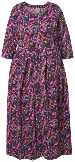 Ulla Popken 841219 Gebloemde maxi-jurk Donkerpaars - Maxi jurken - Grote maten maxi jurken
